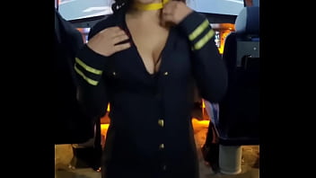 The Flight Attendant Puts A Dildo In Her Pussy On Board thumbnail