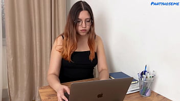 Sexy girl krista shyann in minidress pantyhose and heels gets fucked