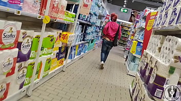 Crazy rebeca addams in jeans buttcrack at the supermarket
