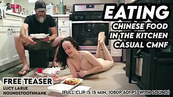 Eating chinese food in the kitchen casual cmnf
