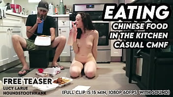 Eating chinese food in the kitchen casual cmnf