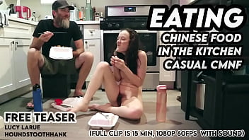 Eating chinese food in the kitchen casual cmnf