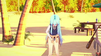 Sex at the beach young cute 19 year old blue haired girl fucked hard missionairy in koikatsu