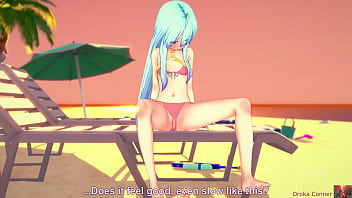 Sex at the beach young cute 19 year old blue haired girl fucked hard missionairy in koikatsu