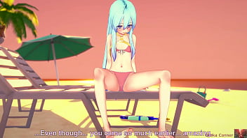 Sex at the beach young cute 19 year old blue haired girl fucked hard missionairy in koikatsu