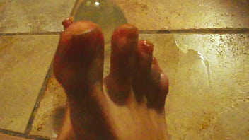 Ariel ortiz plays with her feet with her toy