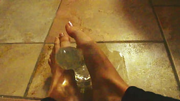 Ariel ortiz plays with her feet with her toy