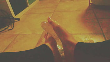 Ariel ortiz plays with her feet with her toy