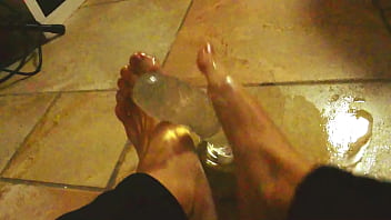 Ariel ortiz plays with her feet with her toy