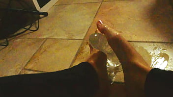 Ariel ortiz plays with her feet with her toy