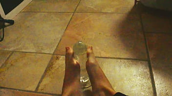 Ariel ortiz plays with her feet with her toy