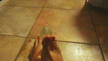 Ariel ortiz plays with her feet with her toy