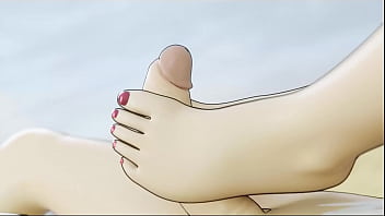 Fuuka receives a nice footjob from mitsuru