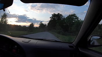 Girlfriend with big ass sucks cock and fucks in the car in different poses without taking off her white sexy panties amateur couple pov