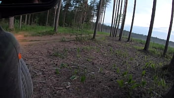 Girlfriend with big ass sucks cock and fucks in the car in different poses without taking off her white sexy panties amateur couple pov