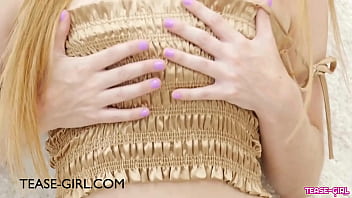 Gorgeous blonde shows her cute boobs