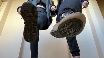 Double pov spitting and dirty sneaker soles worship