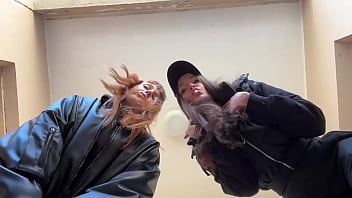 Double pov spitting and dirty sneaker soles worship