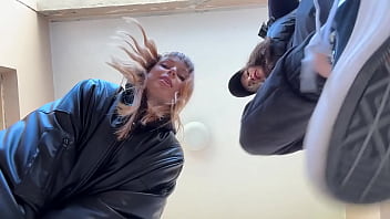 Double pov spitting and dirty sneaker soles worship