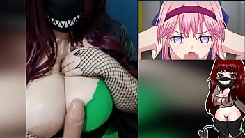 Hotwife watching hentai and playing with her big boobs