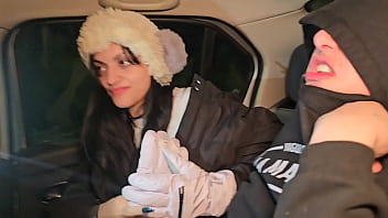 Keilabassi's nymphomaniac and steffcrime can't hold back and suck her off inside the car