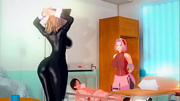 Sakura gives handjob scene