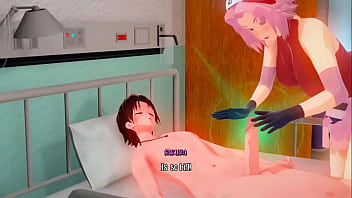 Sakura gives handjob scene