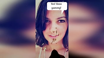 Lovely brunette spermed on