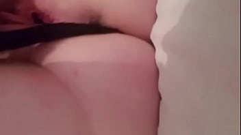 Whore finger fucks her cunt in black panties