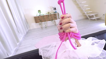 Tied up * bondage rope clothes destruction torn apart * pussy play * mouth gag