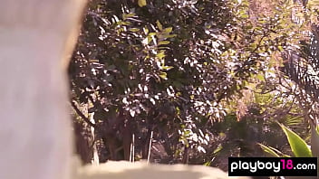 Passionate naked brunette hottie poses first time for playboy