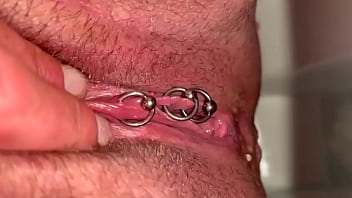 My first time haired pussy pee and moving clit and asshole