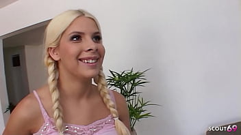 Blonde beauty teen with pigtails pick up and talk to first time creampie casting fuck with cum dripping pussy