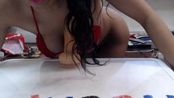 Sexy cam model works a dildo