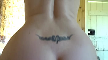 Rear view wife riding