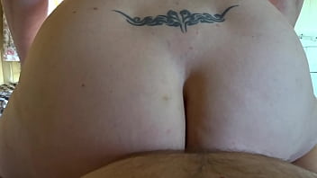 Rear view wife riding