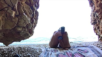 Pussy flash a stranger caught me fucking in public nude beach and gives blowjob with cumshot in my mouth risking to be seen by people near extreme risk sex