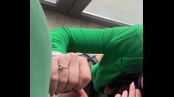 Naughty secretary in stockings & green blazer – lascivious dance & office blowjob