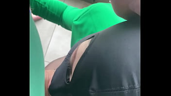 Naughty secretary in stockings & green blazer – lascivious dance & office blowjob