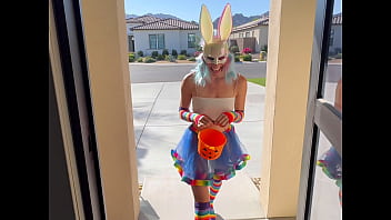 Halloween Trick Or Treat Bad Bunny Gets Candy Cum And Squirts On His Cock thumbnail