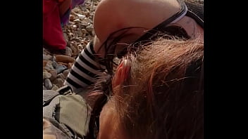 Deep throat blow job outdoors