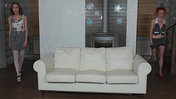 Eva strawberry and regina moonshine have fun with a double sided dildo dry