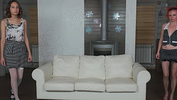 Eva strawberry and regina moonshine have fun with a double sided dildo dry