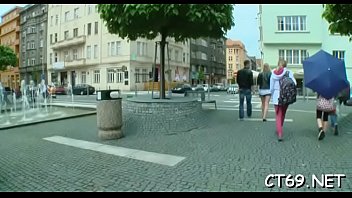 The passionate babe opens her throat in order to start blow job