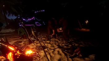 Wild life group sex by the fire