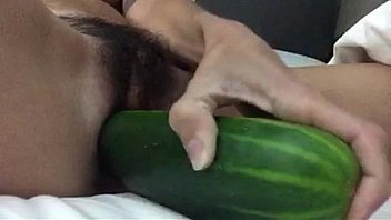 Hairy pussy meets cucumber Hairy pussy meets cucumber