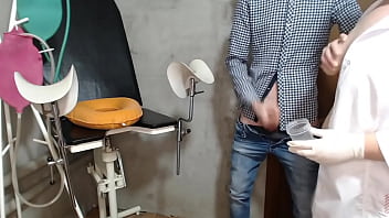 Mature nurse jerks off to extract sperm sample