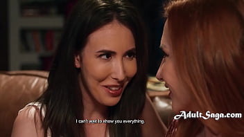 Redhead and her brunette bestie drop candle wax on eachother till they orgasm