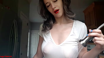 Sage eldritch wetting her shirt & soaping up her boobs