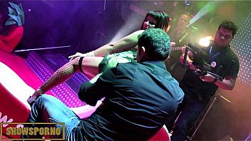 Brunette Tatoo Lesbian On Stage With Blonde thumbnail